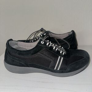 Dansko Shoes Women's 9 Athletic Bungee Lace Leather & Suede Black White Gray